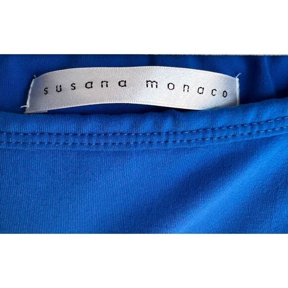 Susana Monaco Women’s Off the Shoulder Blue Flowing Minidress Size Small - Picture 3 of 4